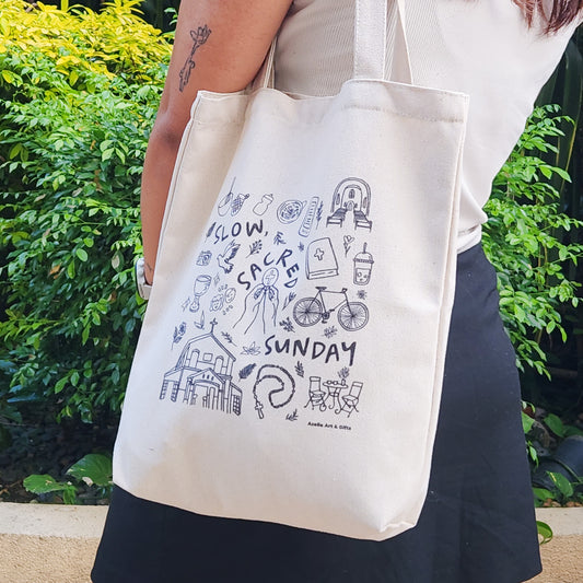 Slow, Sacred Sunday tote bag