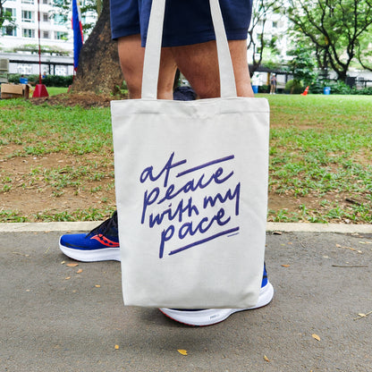 At Peace with My Pace tote bag