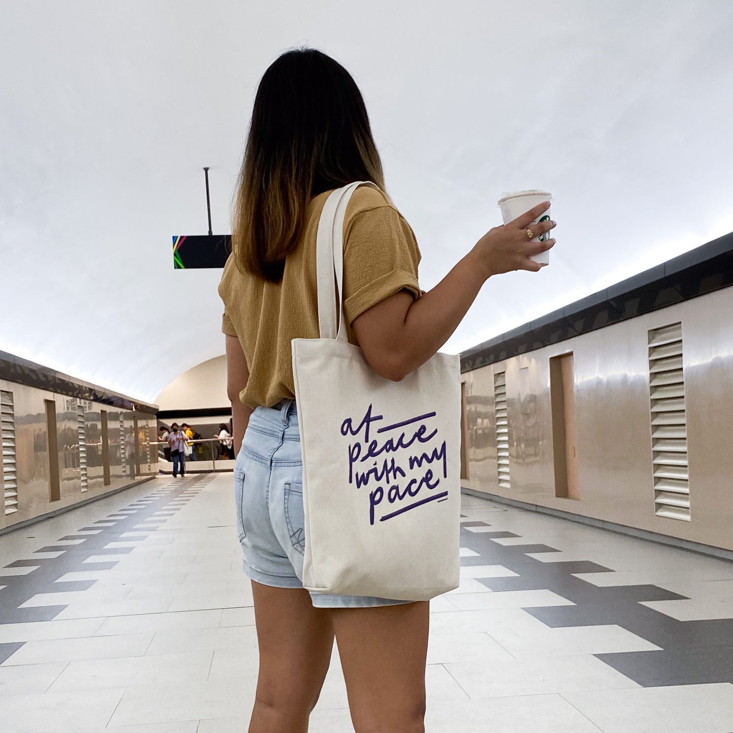 At Peace with My Pace tote bag