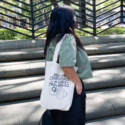 Confidence in Providence (Sleeping St. Joseph) tote bag